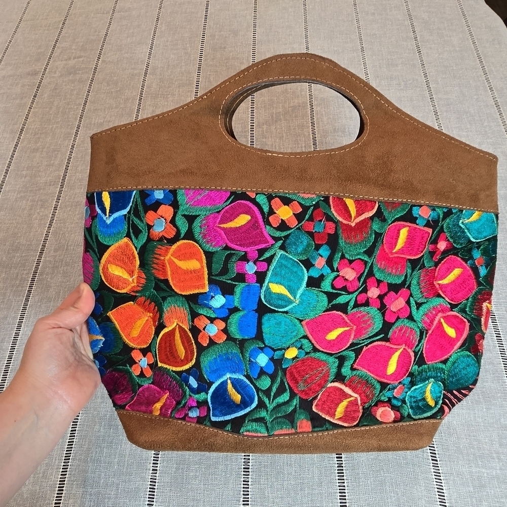 Mexican Embroidered Tote Bag Shoulder Bag Handmade